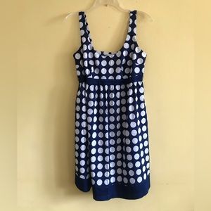 Motherhood Maternity Navy Polka Dot Mini Dress Sz. M EUC